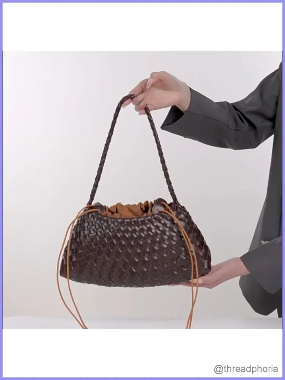 Vegan Leather Woven Hobo Shoulder Tote Bag